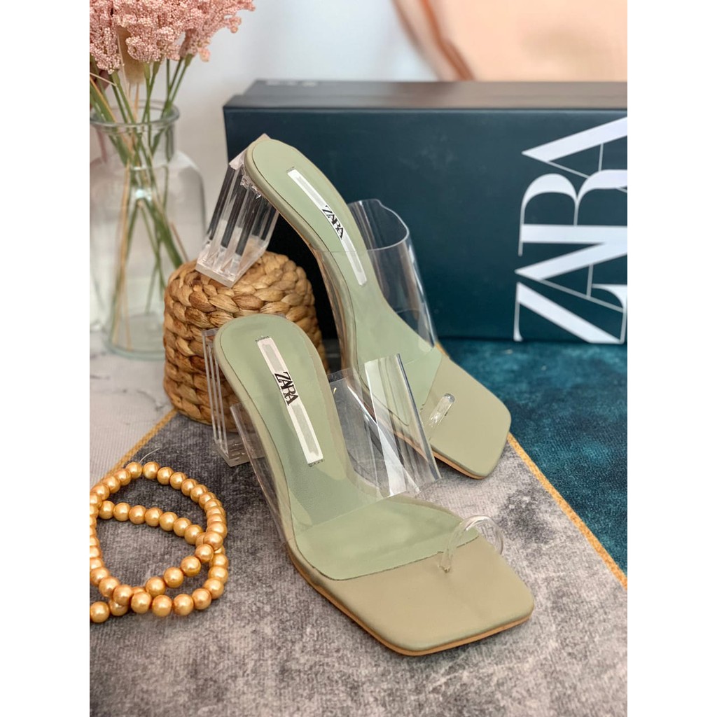 [7.7 Boombastis Sale⚡] - SANDAL WANITA ZS345 VYNIL SANDALS TRANSPARANT HEELS PREMIUM IMPORT