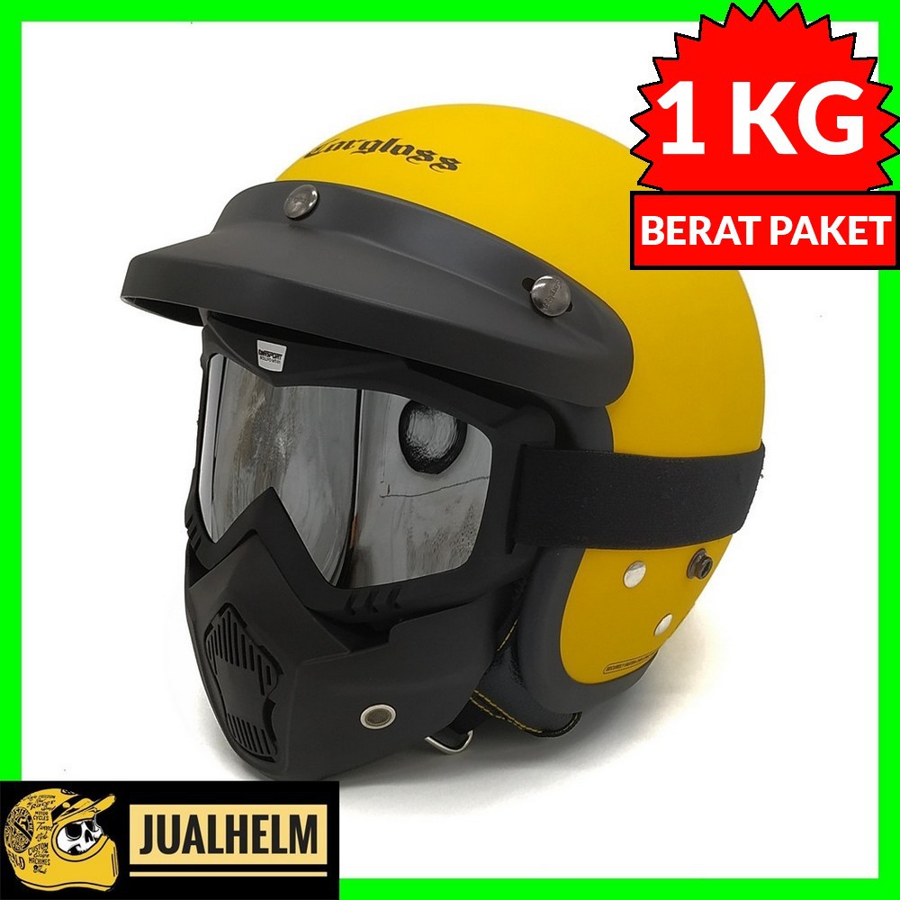 Helm Cargloss Retro | Yellow Doff + Goggle Mask