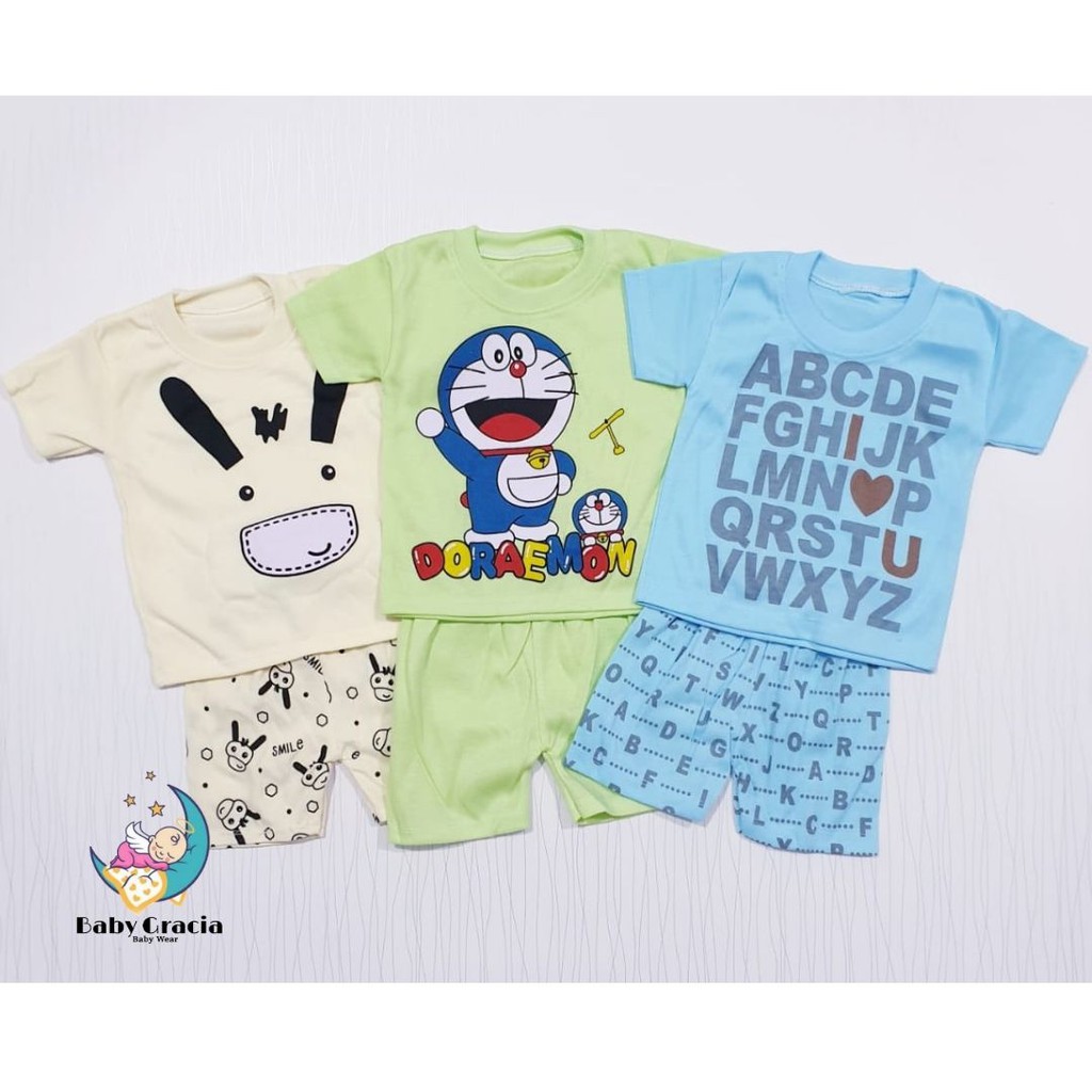 paket hemat 3 pasang setelan anak motif bagus sablon