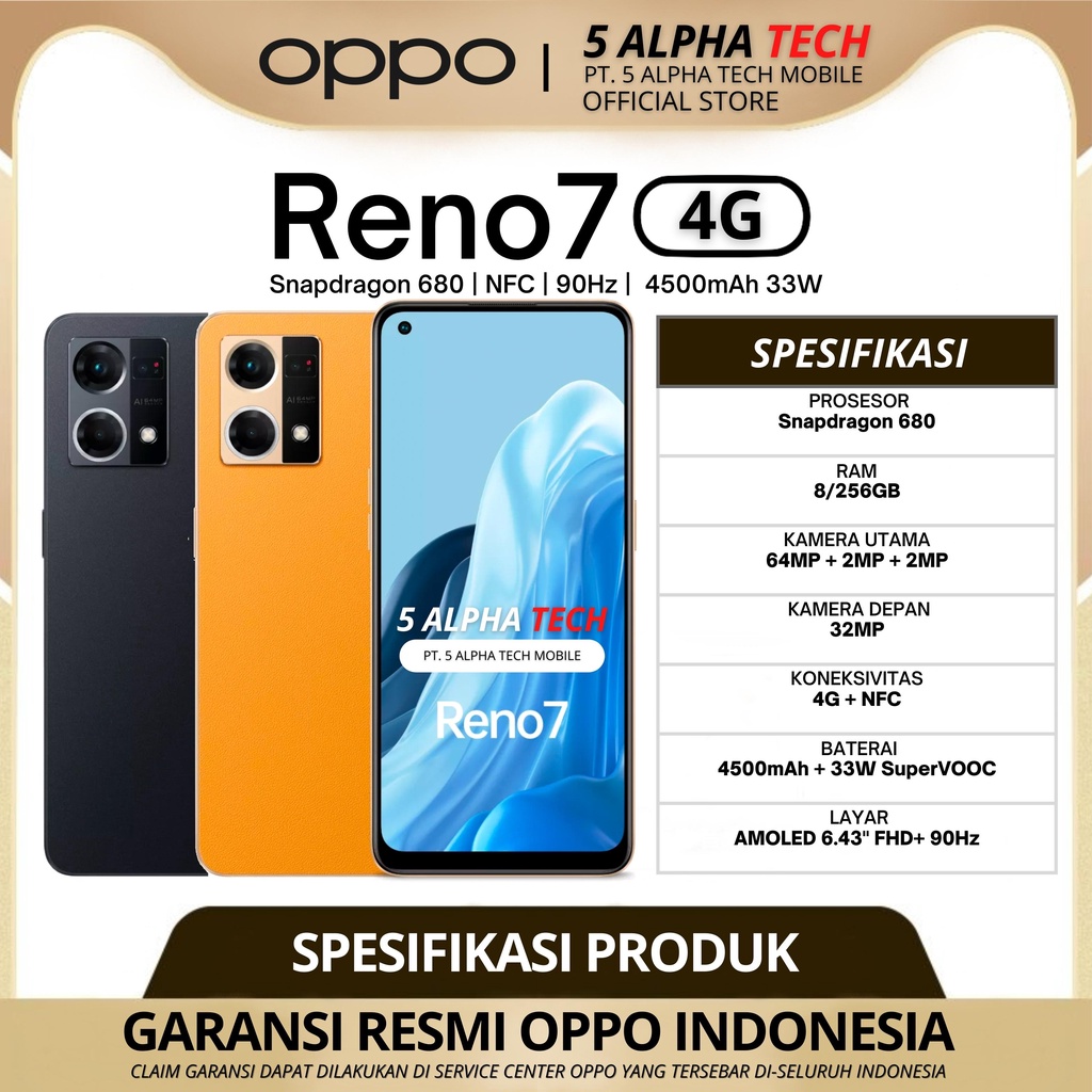 OPPO RENO7 RENO 7 RAM 13/256GB (8GB + 5GB EXTENDED RAM) GARANSI RESMI