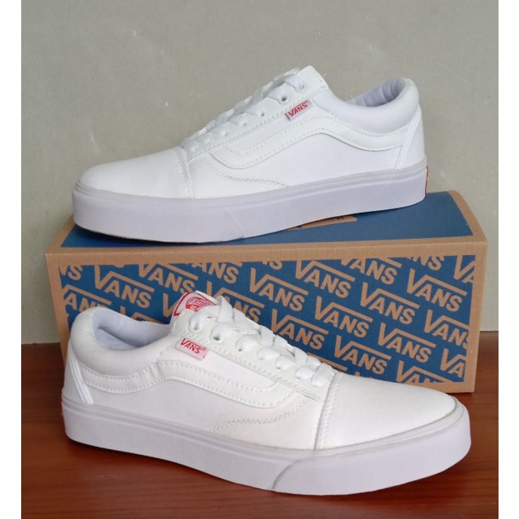 sepatu vans old skool full white vans premium putih polos