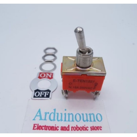 Saklar Toggle Switch DPDT E-TEN 3 Kaki 1121 15A 250V (On-On)