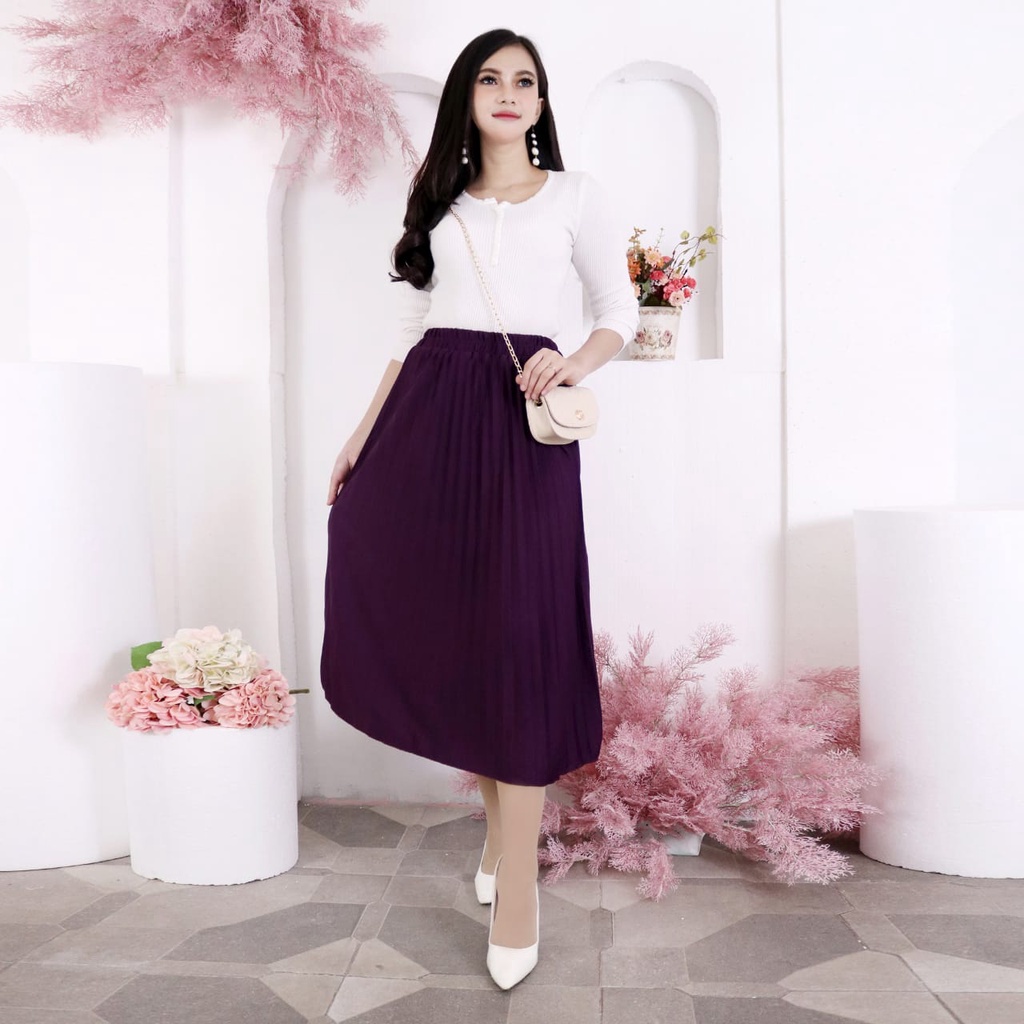 ROK PLISKET WANITA 7/8 BAHAN PREMIUM