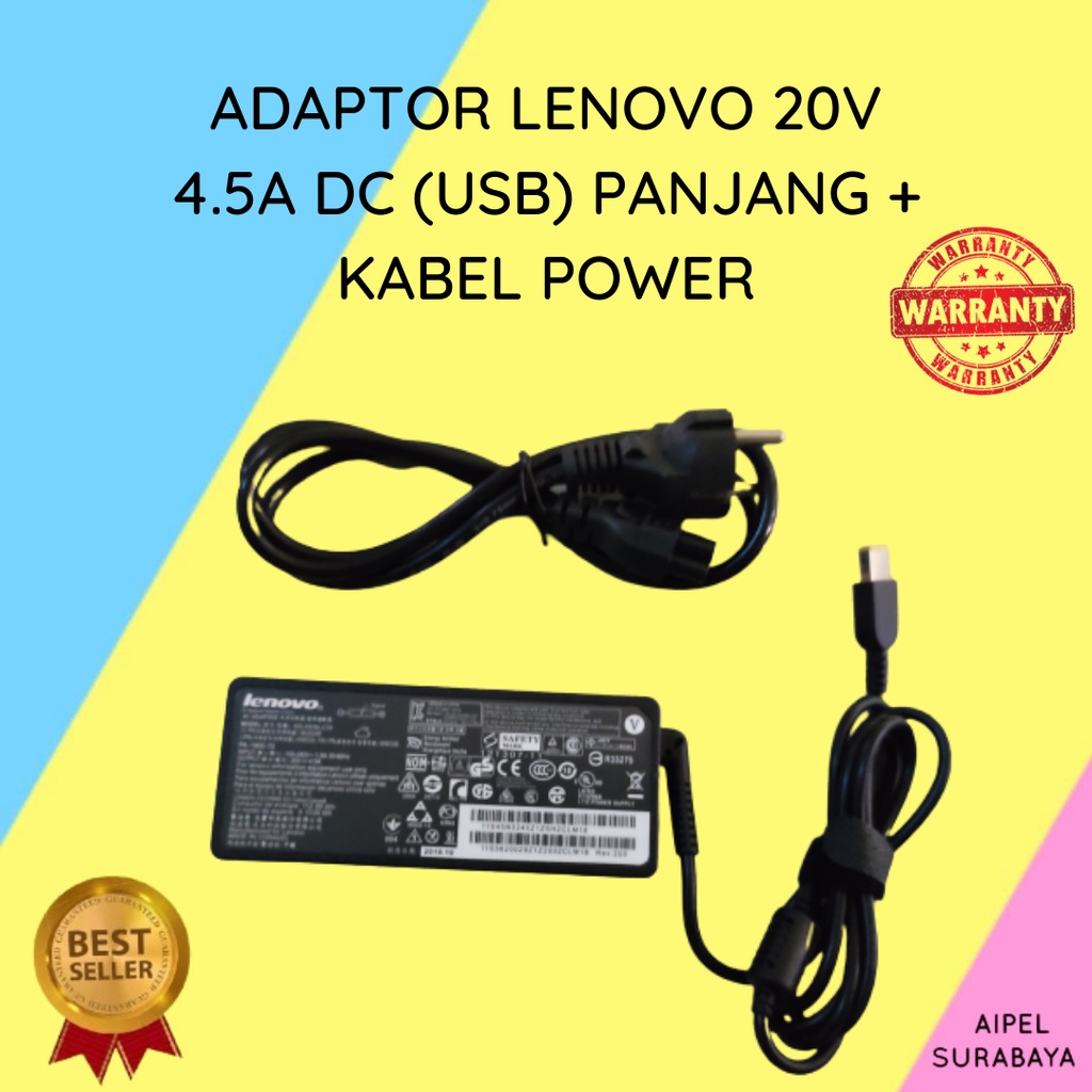 LENOVO2045UPKP | ADAPTOR LENOVO 20V 4.5A DC (USB) PANJANG + KABEL POWER