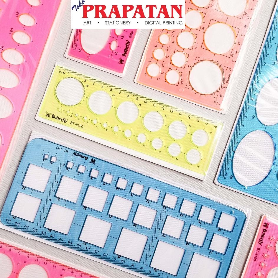 

9MD Penggaris Mal Cetakan Butterfly Kotak/Lingkaran/Oval ☼➻ 76