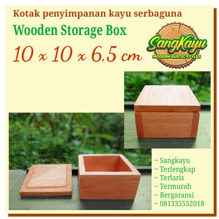 Kotak penyimpanan kayu serbaguna 10x10x6,5cm wooden storage box