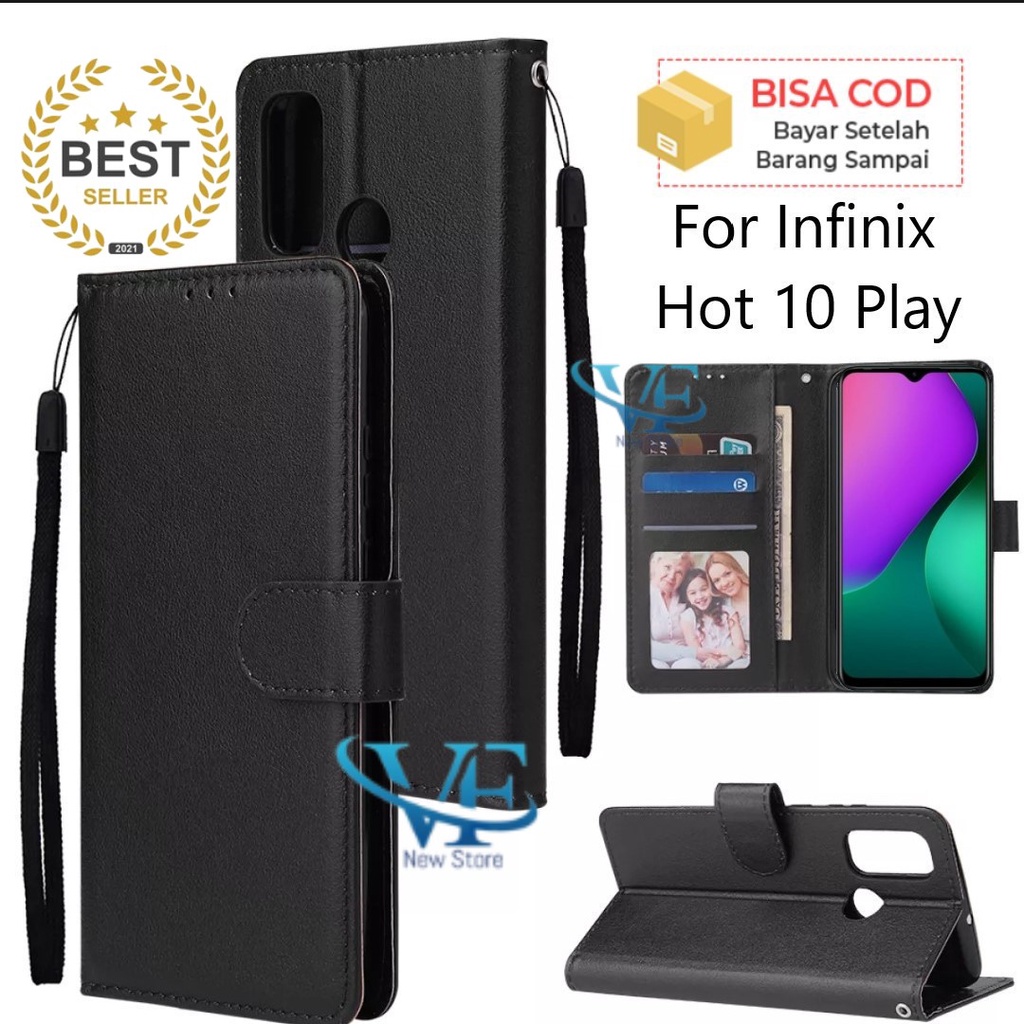 DOMPET HP UNTUK  Infinix Hot 10  Play / LEATHER FLIP CASE  FOR Infinix Hot 10 Play