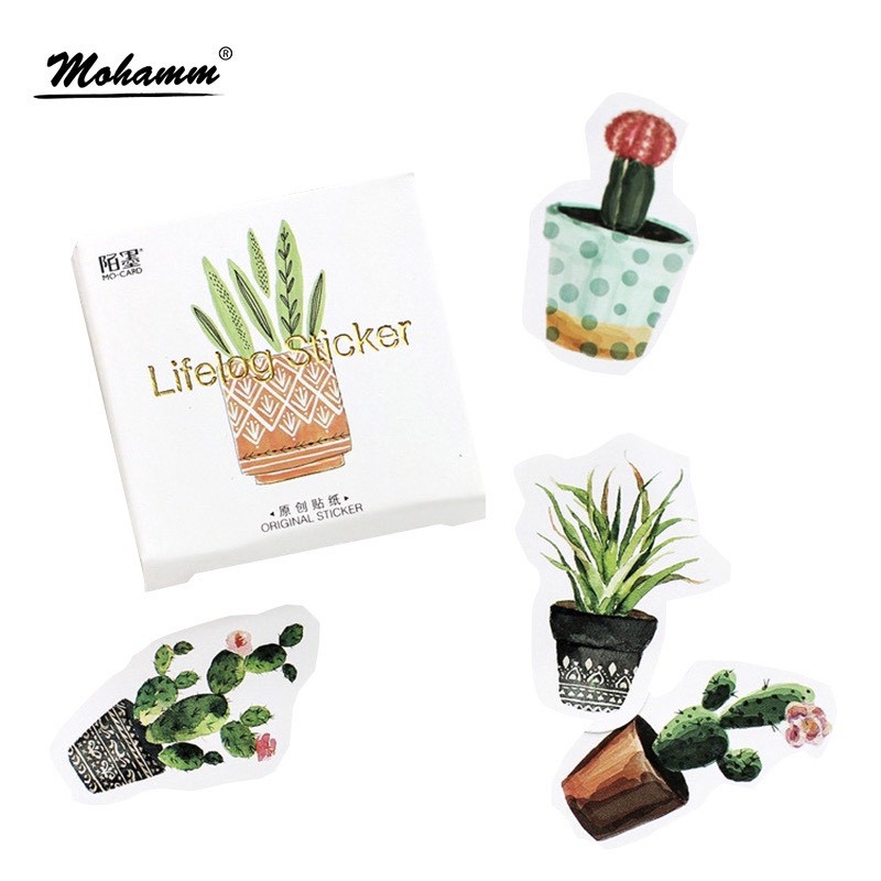 45 pcs Stickers CACTUS Deco Diary DIY ScrapBook Planner Bujo  Journal-stiker lucu murah aesthetic