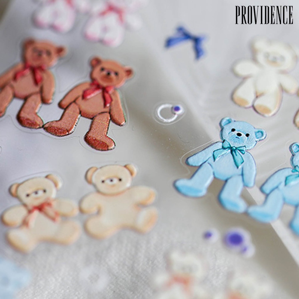 Providence Bear Shape Nail Embossed Sticker 5D Ultra Thin Craft Nail Art Decals Embossed Lovely Bear Decor for Manicure