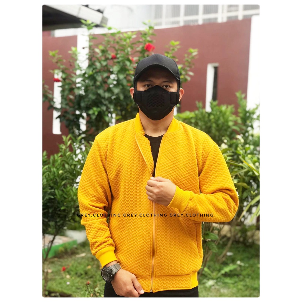 Jaket Pria Comfy Premium Comfy Jacket Bomber Cowok Kekinian Korean Style-YELLOW