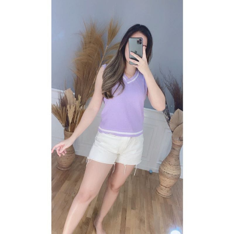 ROMPI  VEST Rajut V NECK POLOS TANPA LENGAN / ROMPI RAJUT / ROMPI POLOS / VEST ROMPI RAJUT