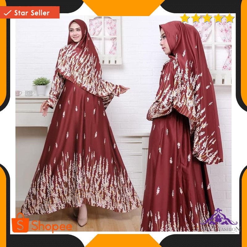 Ifany Syari Maroon N1 Gamis Wanita Maxmara Merah Maroon