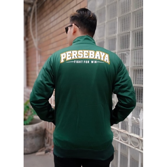 Jaket Resleting Persebaya Green 2 Stripe