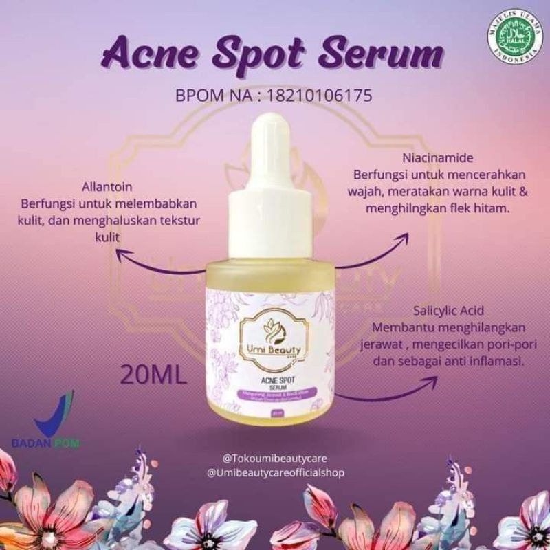 ACNE SPOT SERUM UMI BEAUTY CARE | UBC | SERUM JERAWAT | ORIGINAL | BPOM | HALAL