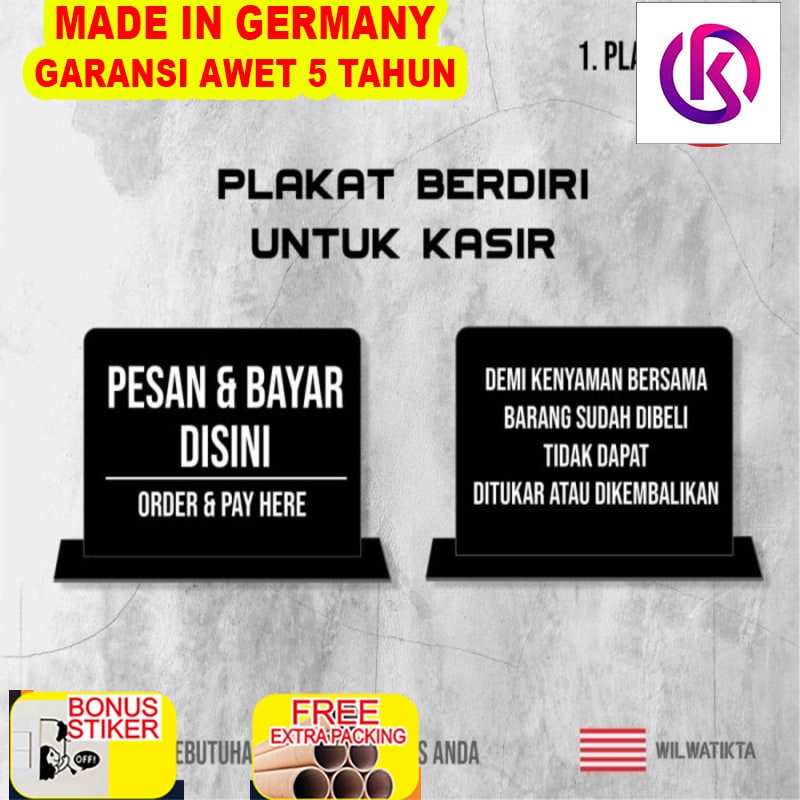 

Grosir Pesan & Bayar Disini Sign Standing Akrilik |Sign Meja Order & Pay Here