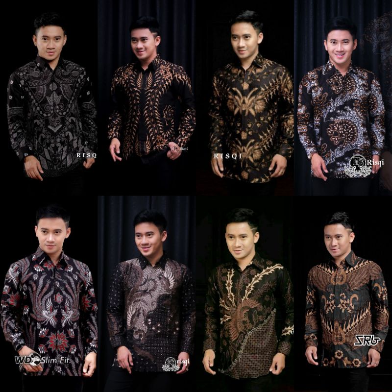 Kemeja Batik Pria Lengan Panjang TjGrup Hitam Series Seragam Kerja Kantor Batik Katun Ori M L XL XXL