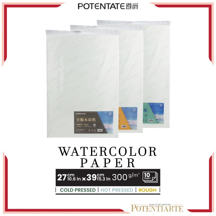 

Kertas Cat Air Potentate Cotton 27x39cm Watercolor Paper Sheet