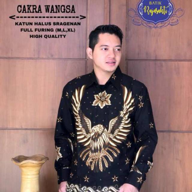 CAKRA WANGSA Kemeja Batik Pria Lengan Panjang Katun Halus FULL FURING Batik Asmara