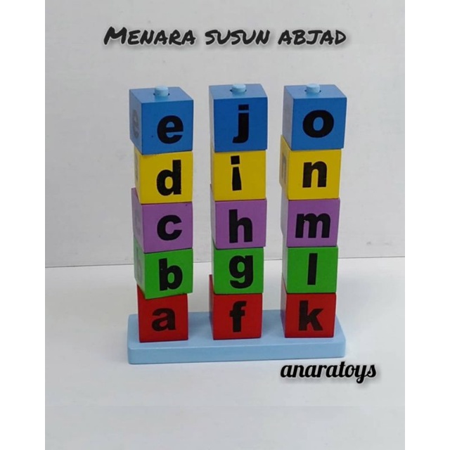 alat peraga menara susun abjad mainan edukasi anak