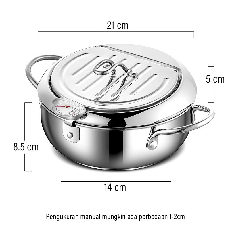 Deep Fryer Pot Panci Penggorengan Stainless Steel