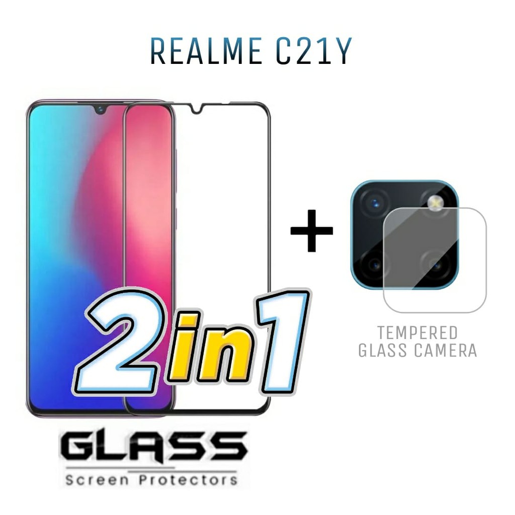 Tempered Glass Layar REALME C21Y Free Tempered Glass Camera Back Handphone