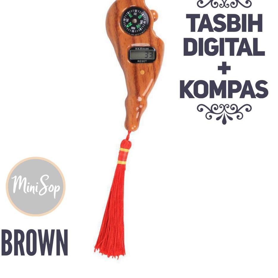➹ Tasbih Penghitung Tally Counter Digital Dengan Kompas Motif Kayu Sxh5136 ♪