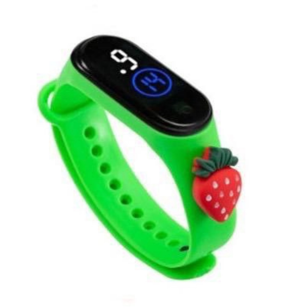 JAM TANGAN ELEKTRONIK / JAM TANGAN ANAK / JAM LED / JAM TANGAN PRIA / JAM TANGAN WANITA-STRAWBERRY HIJAU