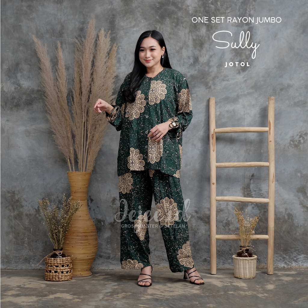 SETELAN RAYON JUMBO LD 120 CM BIG SIZE SUNDARI SET PIYAMA TIE DYE LENGAN PANJANG KANCING-SULLY-JOTOL