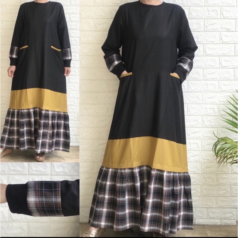 daily gamis toyobo kombinasi katun kotak