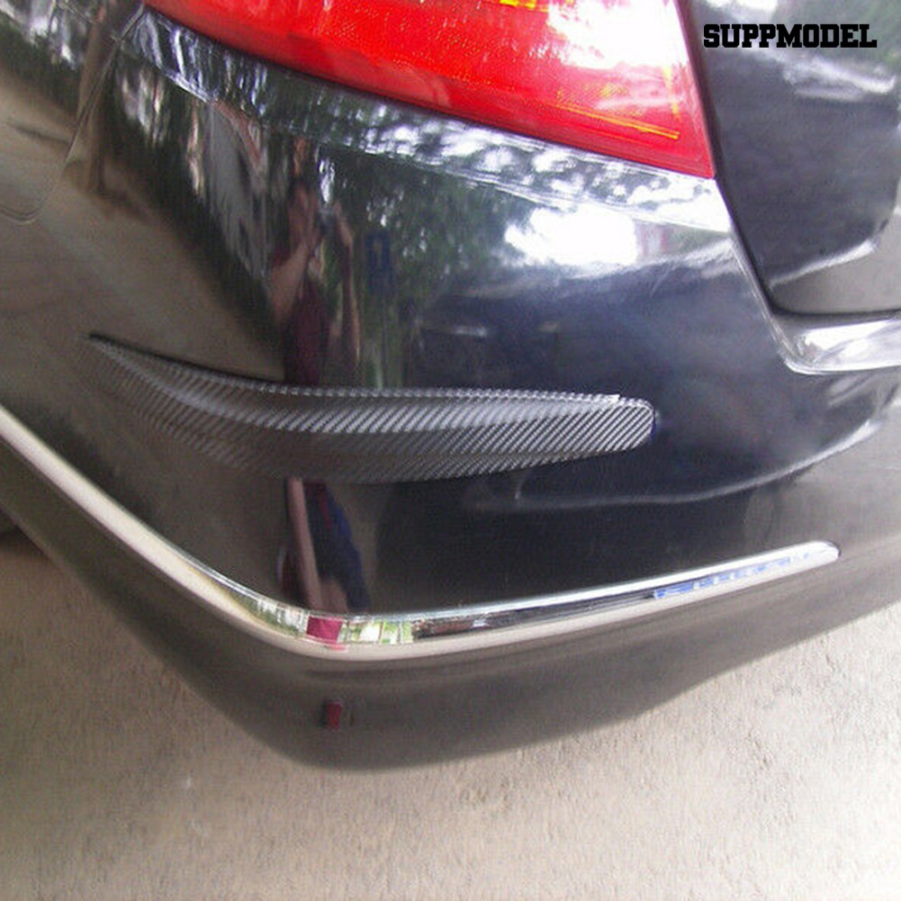 Supmodel 2pcs Strip Pelindung Pinggiran Bumper Mobil Suv Tekstur Carbon Fiber Anti Gores