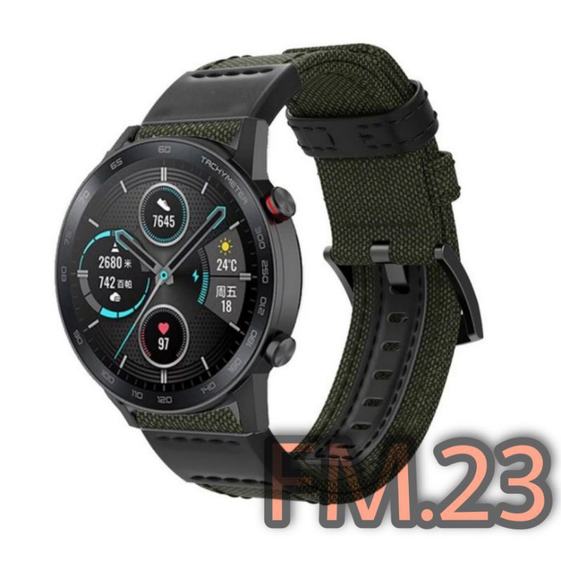 STRAP TALI JAM TANGAN NYLON NILON LEATHER WATCH BAND HONOR MAGIC WATCH 2 46MM ACC JAM TANGAN