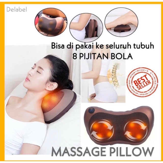 ALAT PIJAT CAPEK PEGAL MASSAGE PILLOW/BANTAL PIJAT 8 KEPALA BOLA PORTABLE CAR &amp; HOME/SHIATSU LEHER