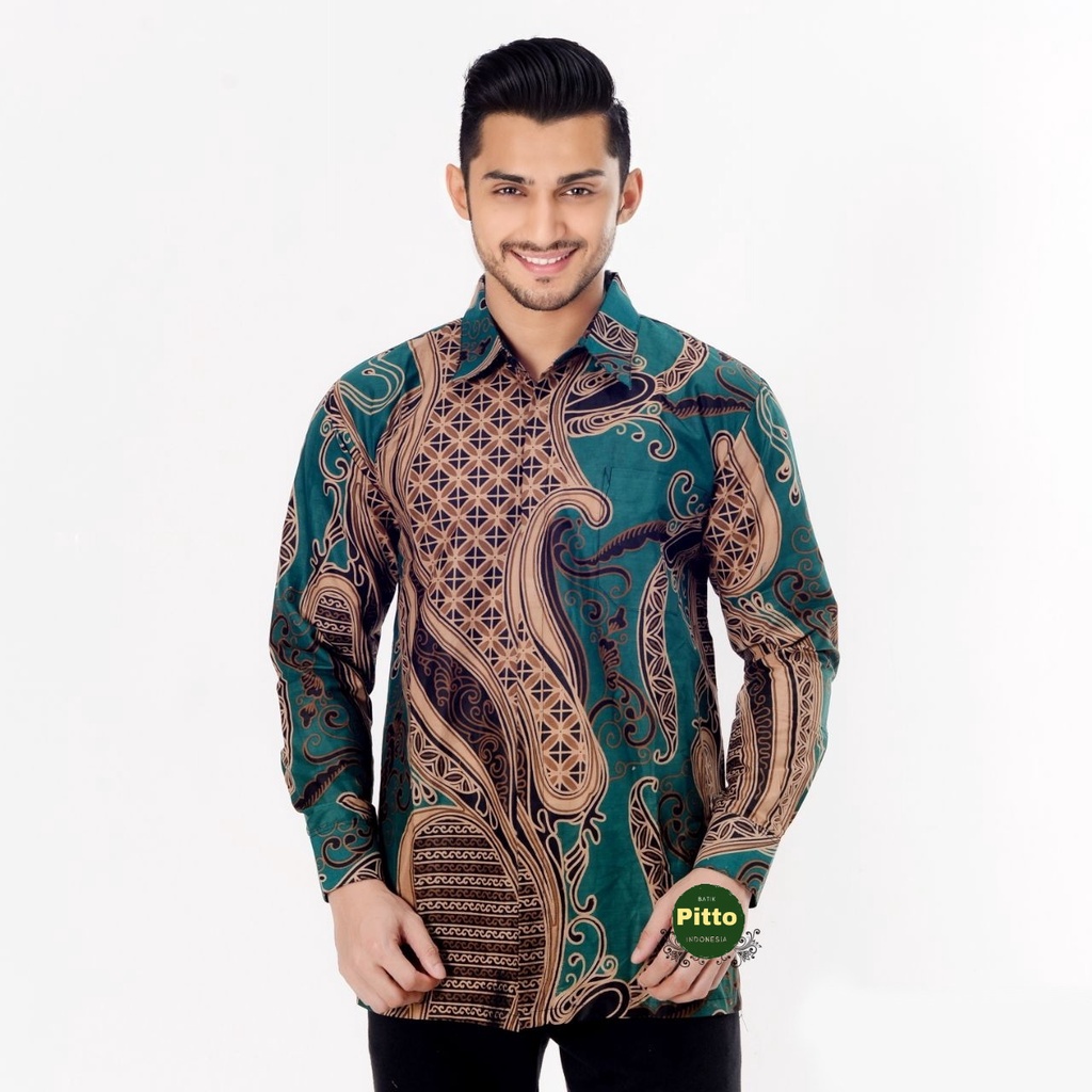 KEMEJA BATIK PRIA LENGAN PANJANG BAJU BATIK PRIA MODERN SIZE M L XL XXL