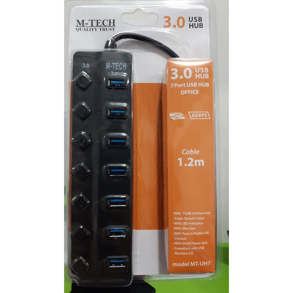 M-TECH USB Hub 7Port USB3.0 MT-UH7 Switch On/Off