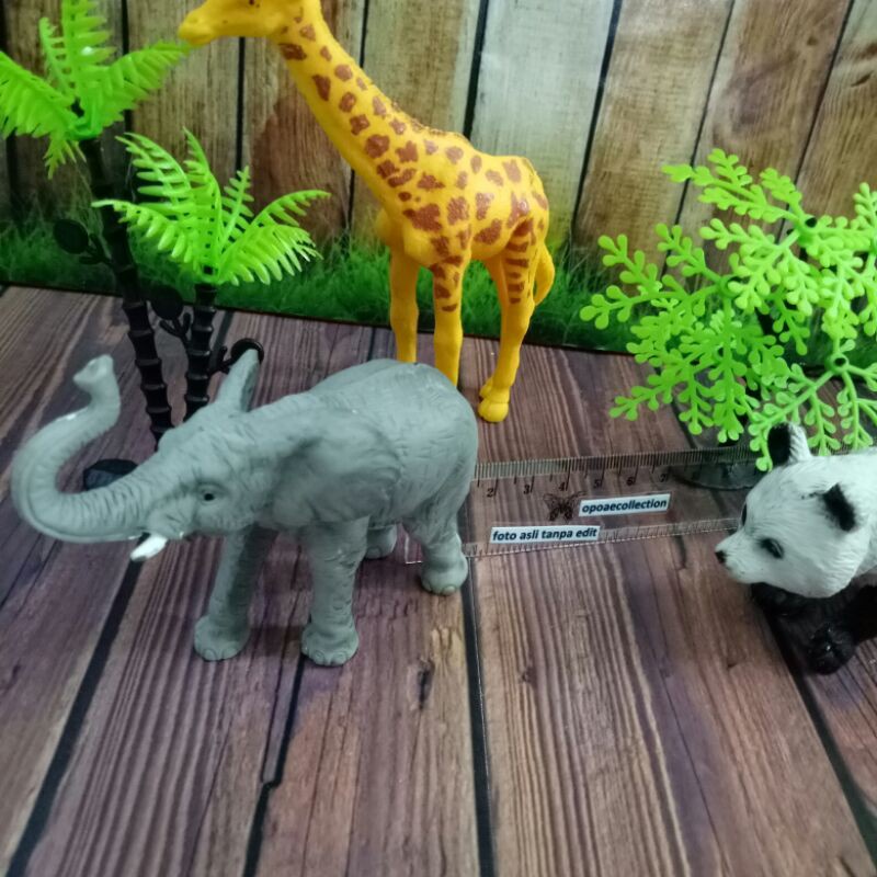mainan miniatur hewan liar besar isi 3 binatang 2 pohon