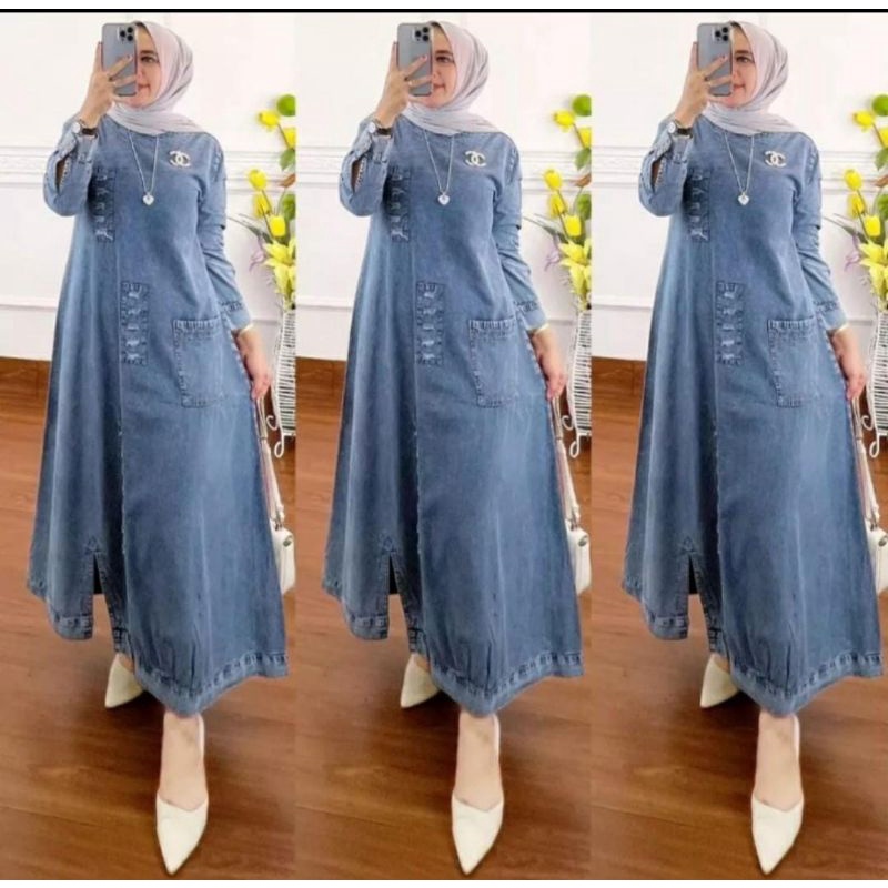 MIDI dress jeans terbaru Arsy midi ld 100 & ld 116PB 106