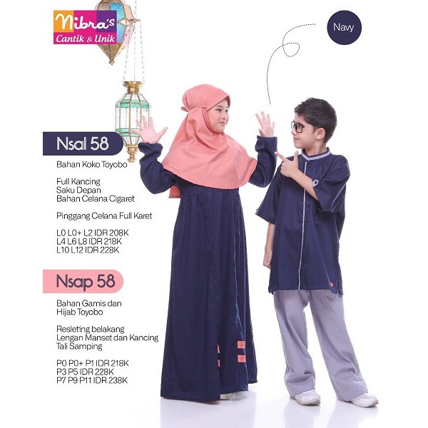 SARIMBIT BAJU COUPLE NIBRAS 58 058 NAVY