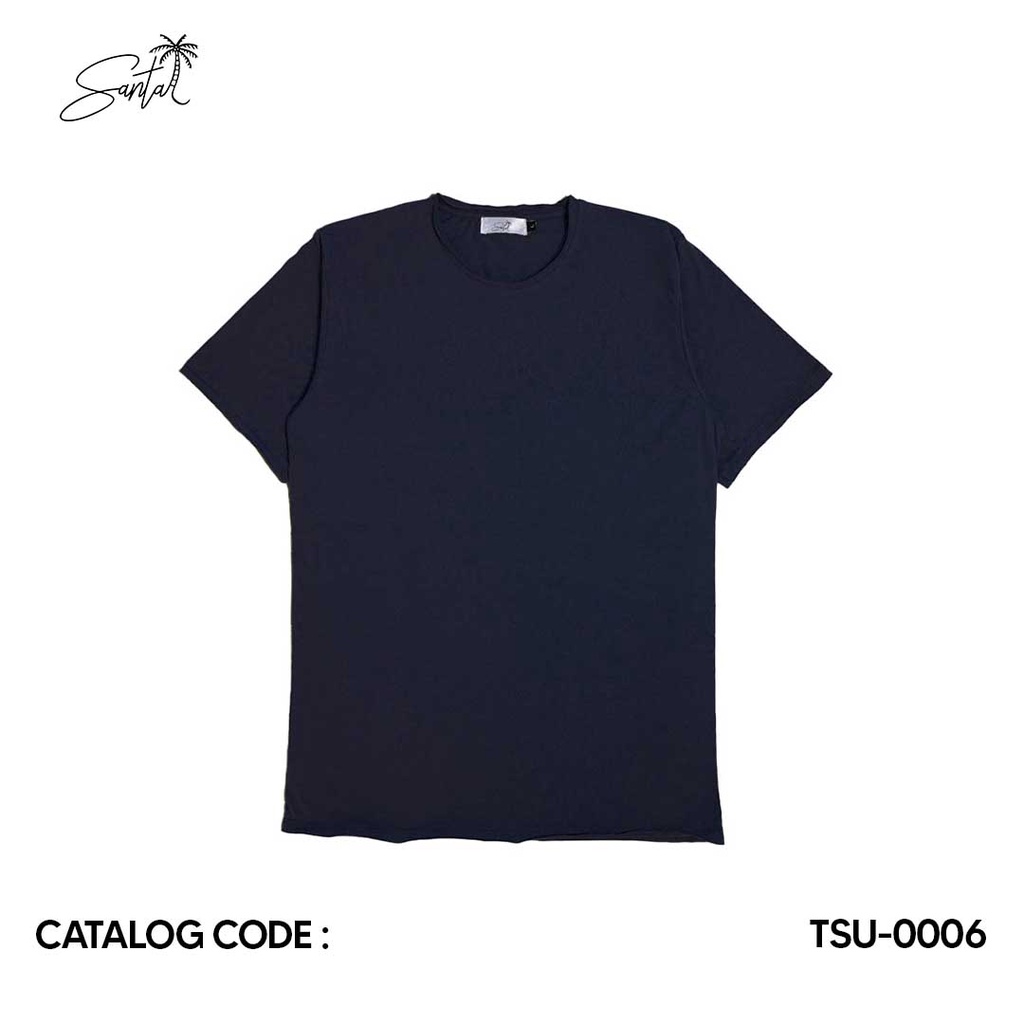 Santai T-shirt Basic Unfinished Navy Pria Wanita ( TSU-0006 )