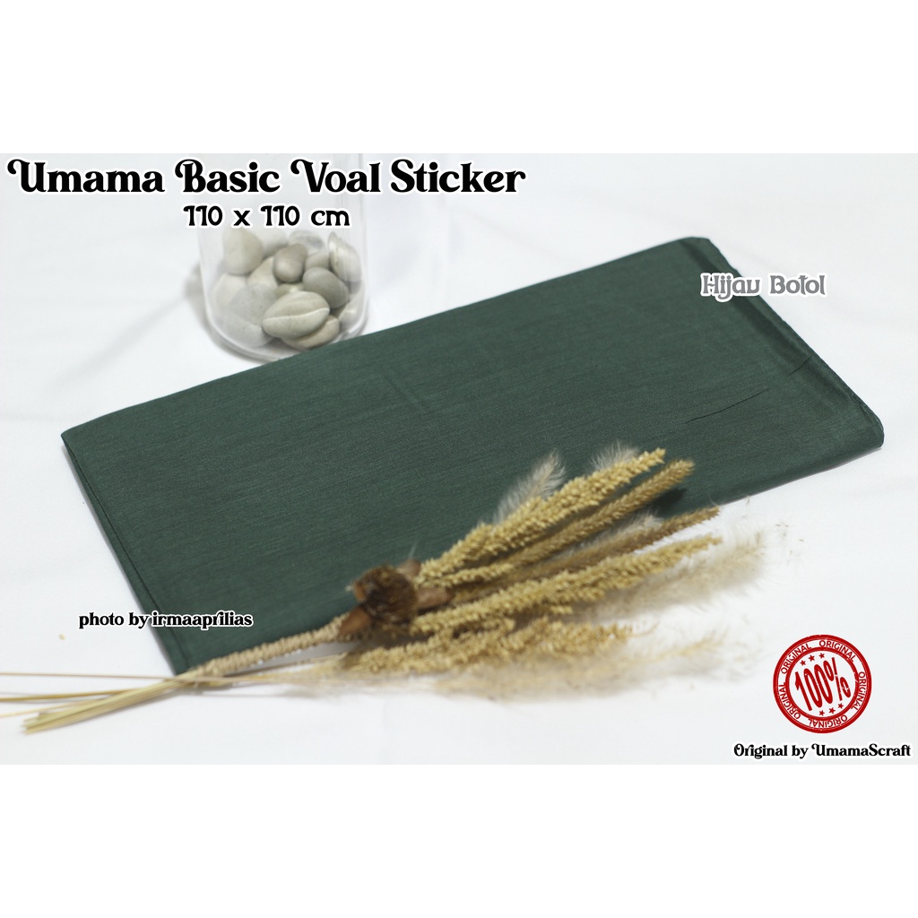 Hijab Basic Voal Umama Jilbab Segi Empat Polos Umama Kerudung Polos Segi Empat Part 2-HIJAU BOTOL