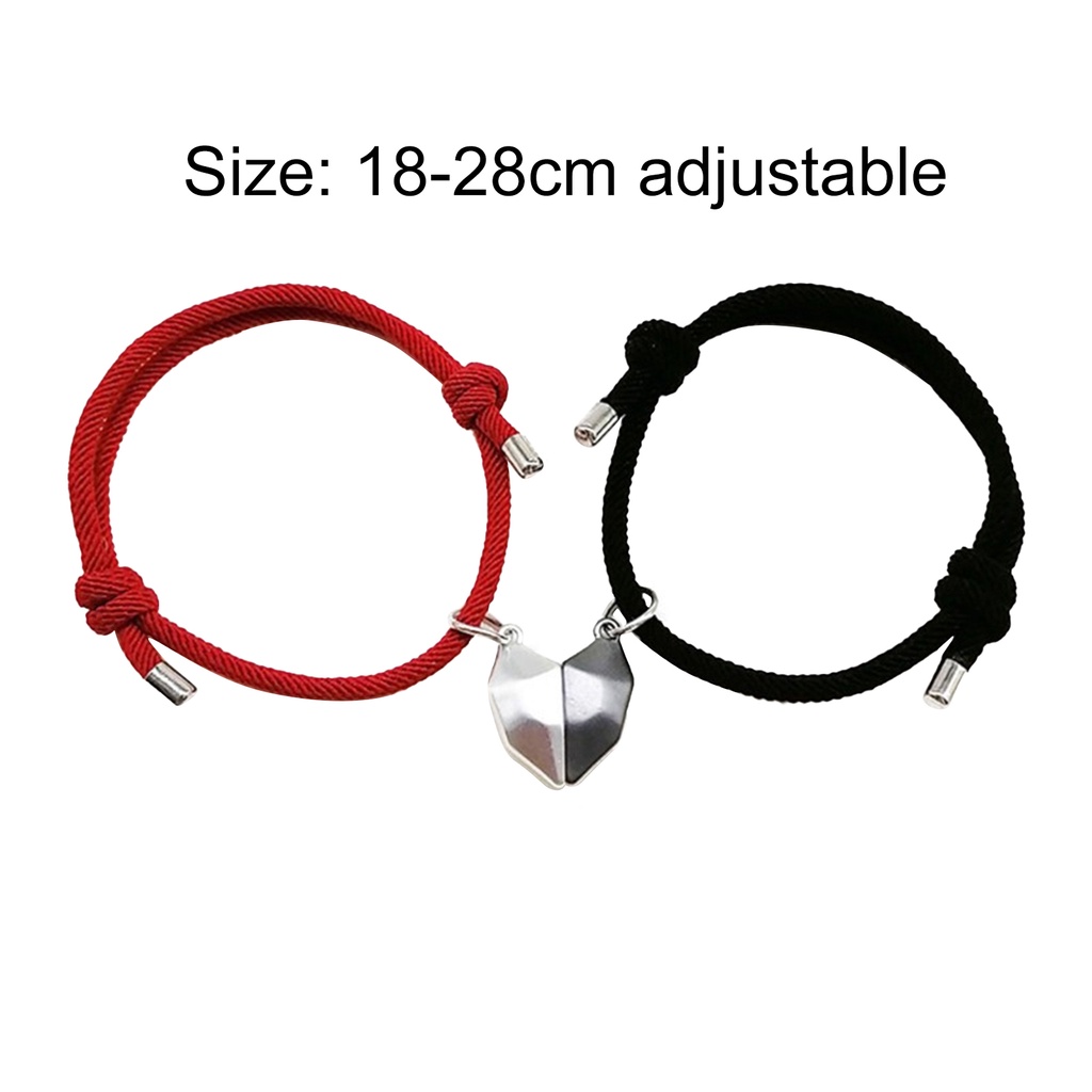 Hu Hu Hu Hu Hu Alat Bantu Pasang Kacamata♡ 1 Pasang Gelang Magnet Adjustable Dengan Liontin Hati Untuk Pasangan