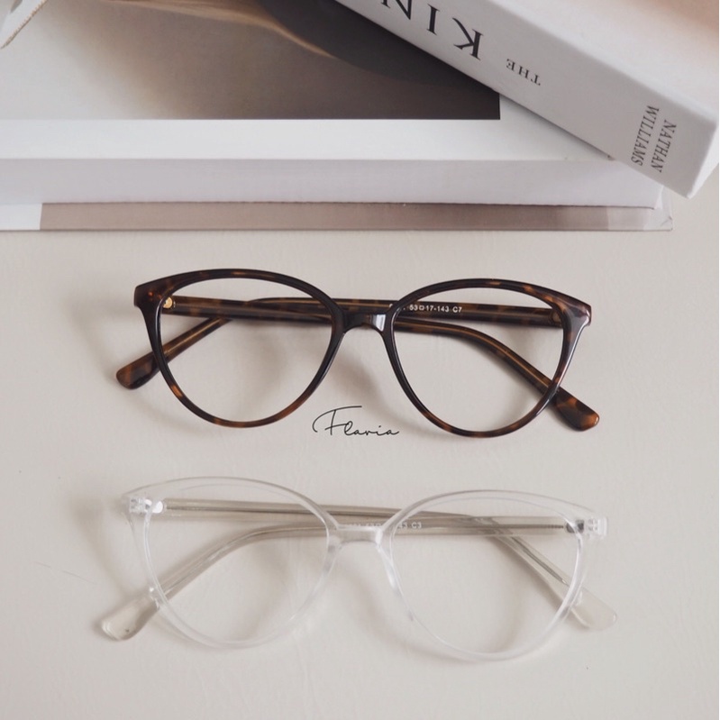 Flavia Eyewear - Kacamata Catherine Cat Eye Plastic (custom minus, photochromic, blueray, bluechromic dan photobrown)