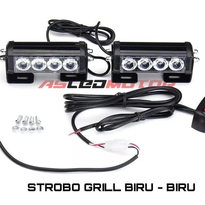 TERBAIK LED STROBO GRILL BIRU BIRU | LAMPU TOURING STROBO MOBIL - BIRU #6