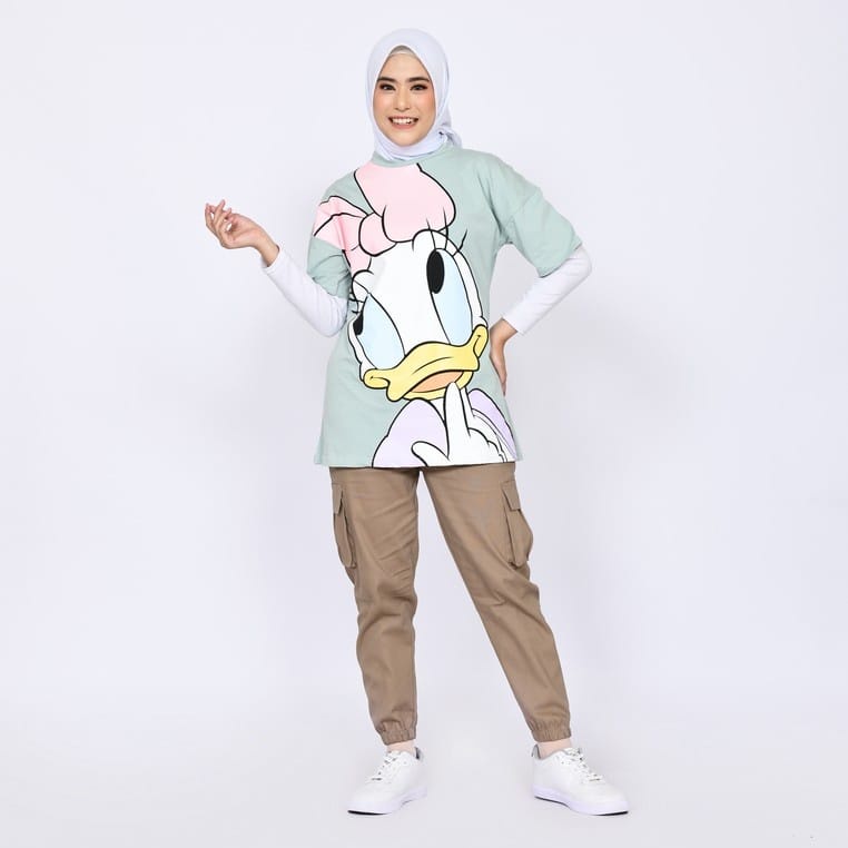 WS Kaos Zara wanita Disney Donald Daisy Duck/T-shirt wanita kaos atasan wanita tshirt tumblr tee Dai
