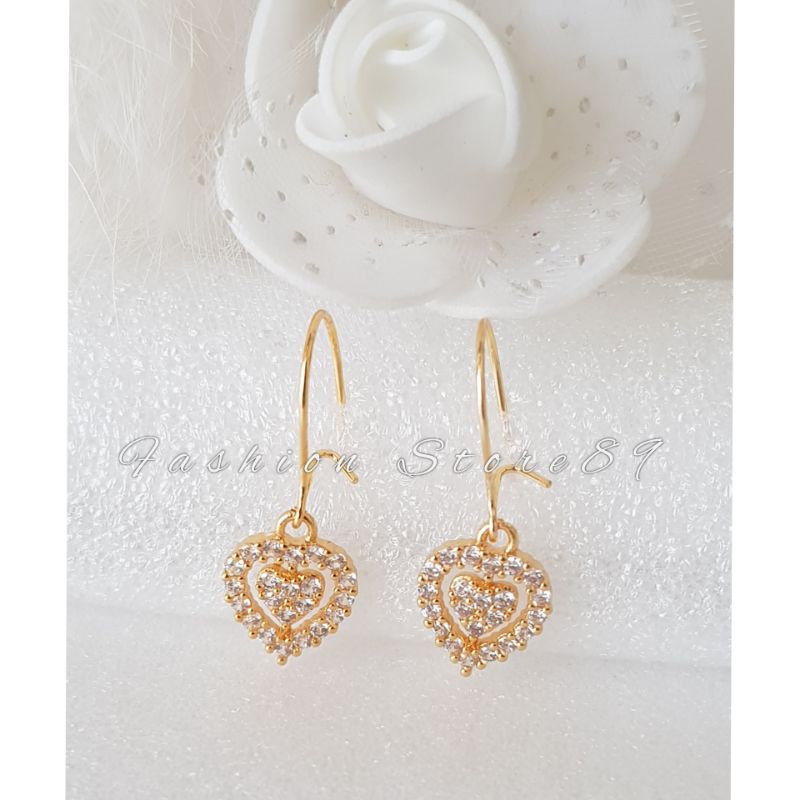 Anting Love Fashion Xuping perhiasan lapis emas import Dewasa Jurai Anting love Full permata