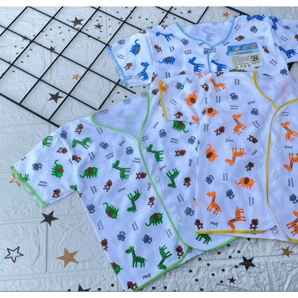 3 Pcs Baju Bayi Baru Lahir Lengan Pendek SNI Asyam Baby