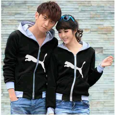 TERBARU   Couple Jaket Hoodie PUMA Tgh Black Misty
