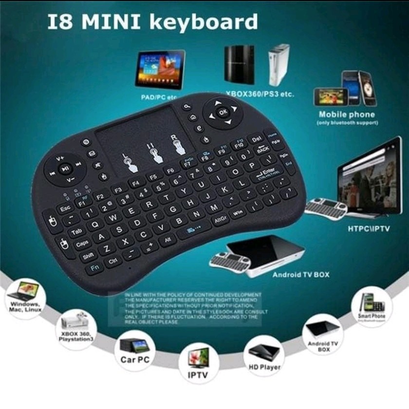 KEYBOARD WIRELESS MINI I8 TOUCHPAD MOUSE 2.4GHZ HANDLED PC TV ANDROID