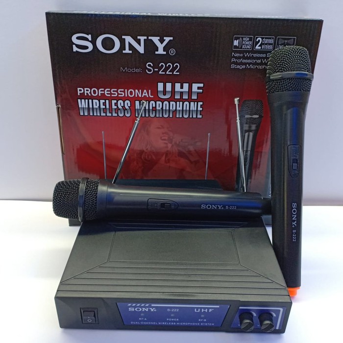 Sony Microphone Wireless S-222 Mic Karaoke Tanpa Kabel Hitam