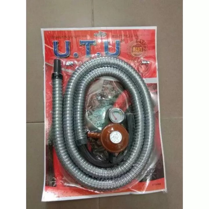 U.T.U Regulator + Selang Combo (Stainless 1.8 m with Pressure Gauge) | UTU