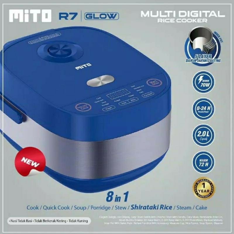 MAGICCOM RICE COOKER 8 IN 1 MITO MITOCHIBA R 5 + R5+ / R7 R 7 KAPASITAS 2 LT ORIGINAL GARANSI RESMI